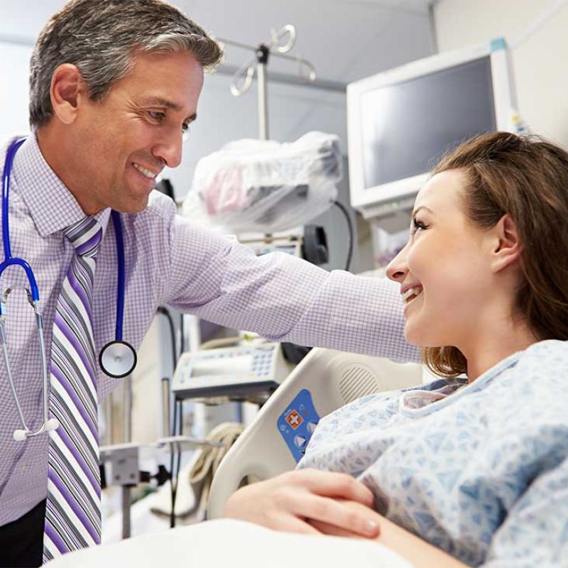 Doctor and patient after surgery